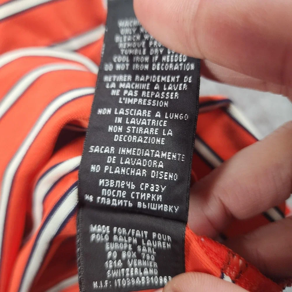 RLX Ralph Lauren Polo Shirt Men XL Orange Striped Rhode Island Country Club Golf